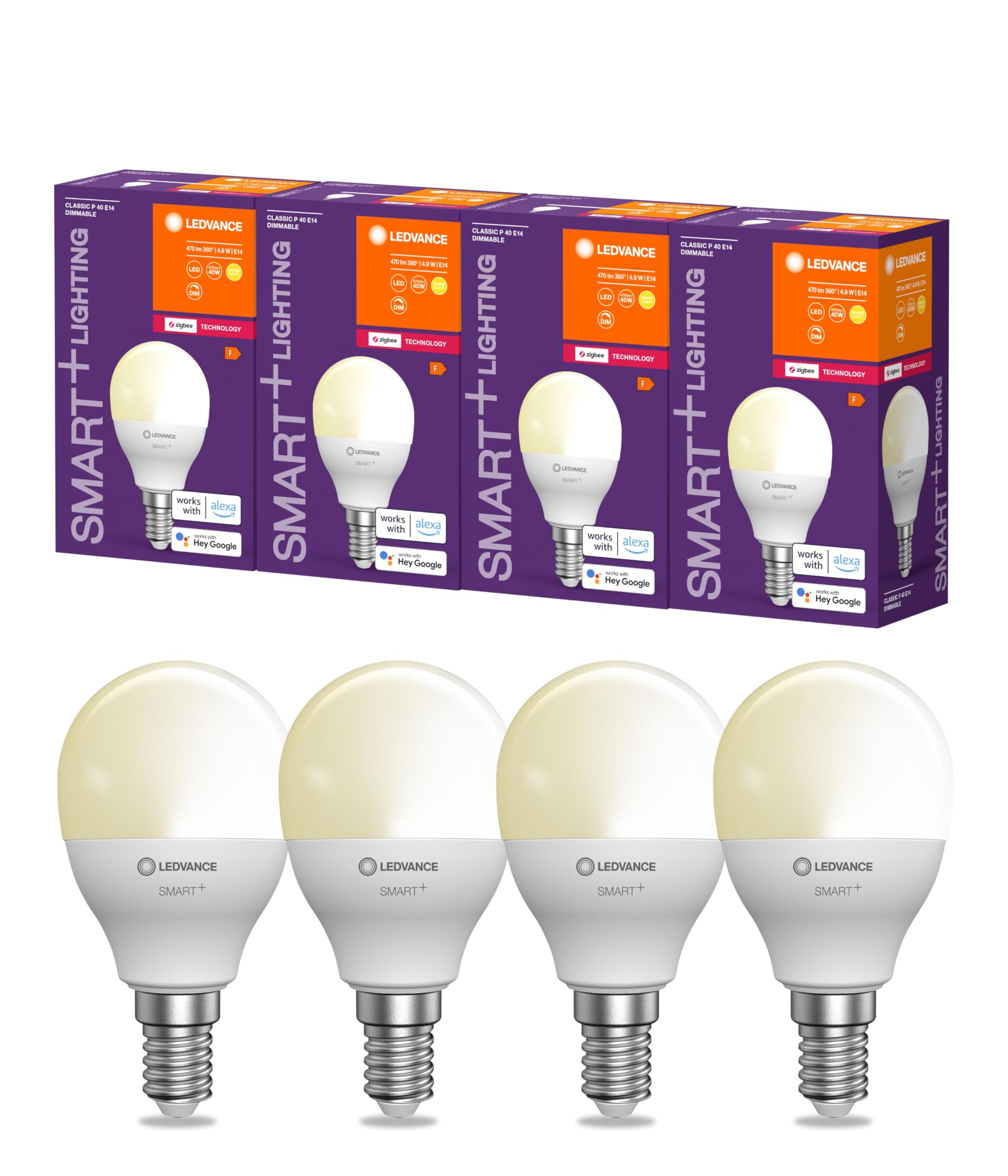 ledvance-smart-led-lampe-e14-warmwei-2700k-470-lm-40w-ersatz-zigbee-4er-pack image 1