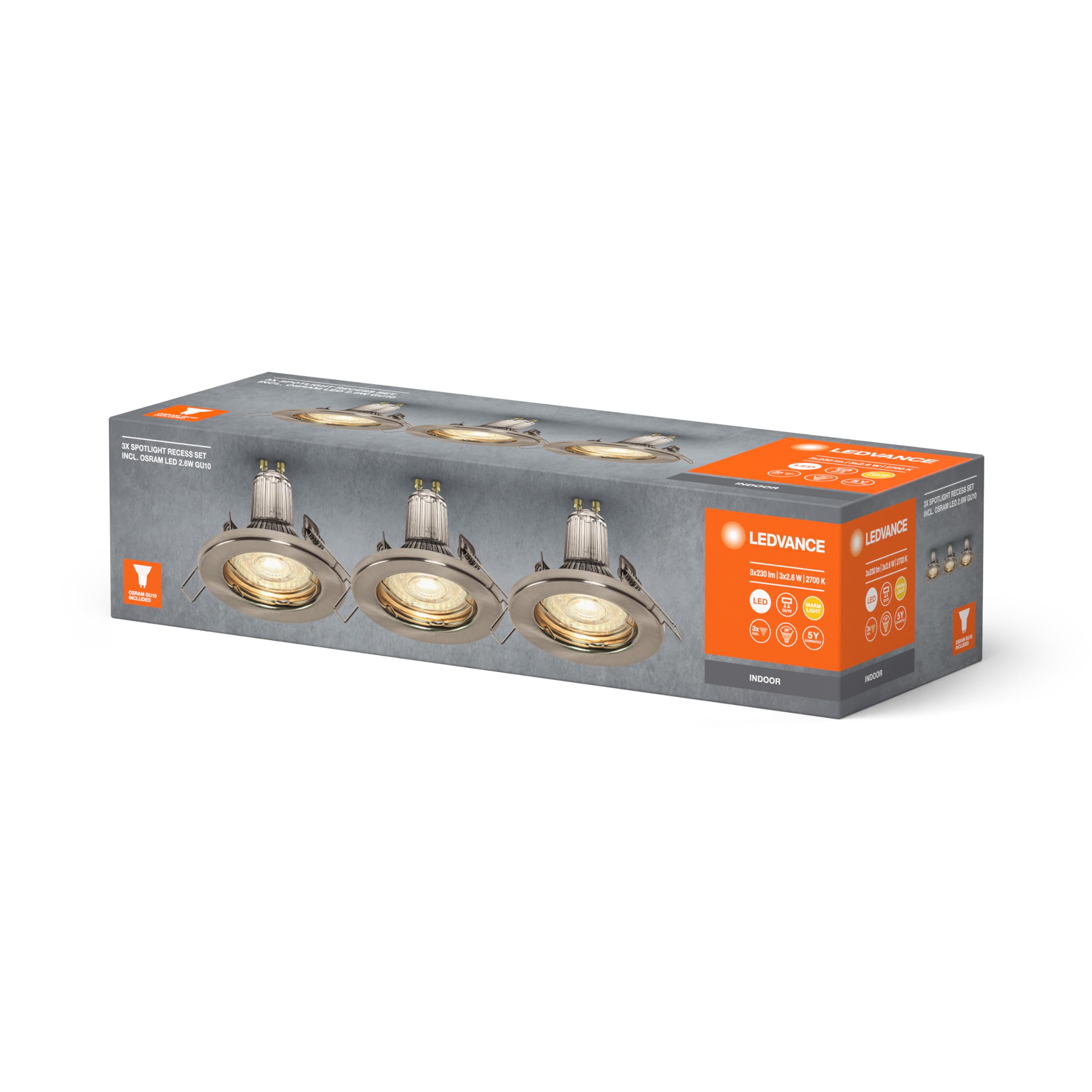 ledvance-einbaustrahler-geb-rstetes-nickel-3er-pack-mit-gu10-2-6w-2700k image 7