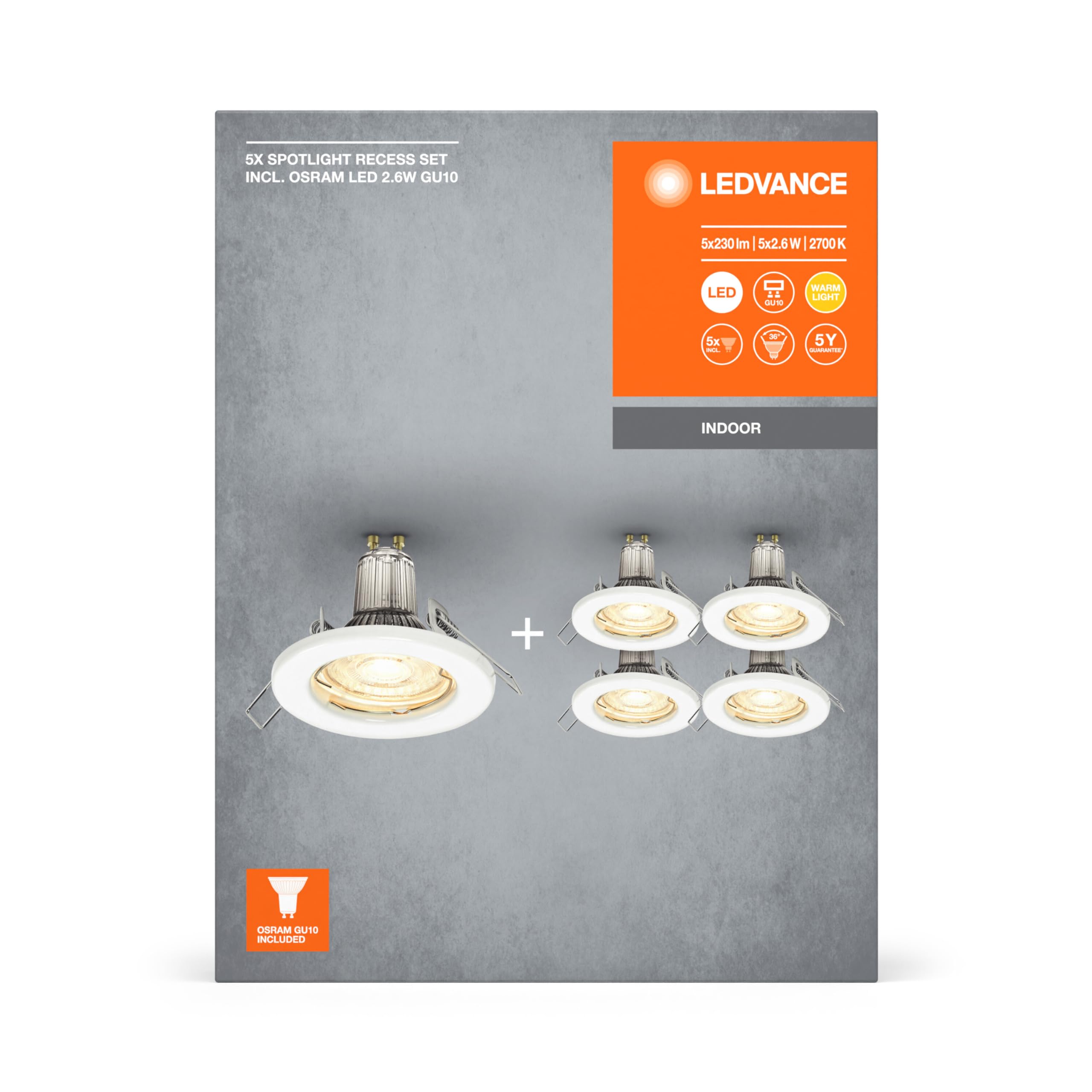 ledvance-spot-einbauleuchten-5er-pack-wei-gu10-inkl-5x-osram-2-6w-metall-ip20 image 7