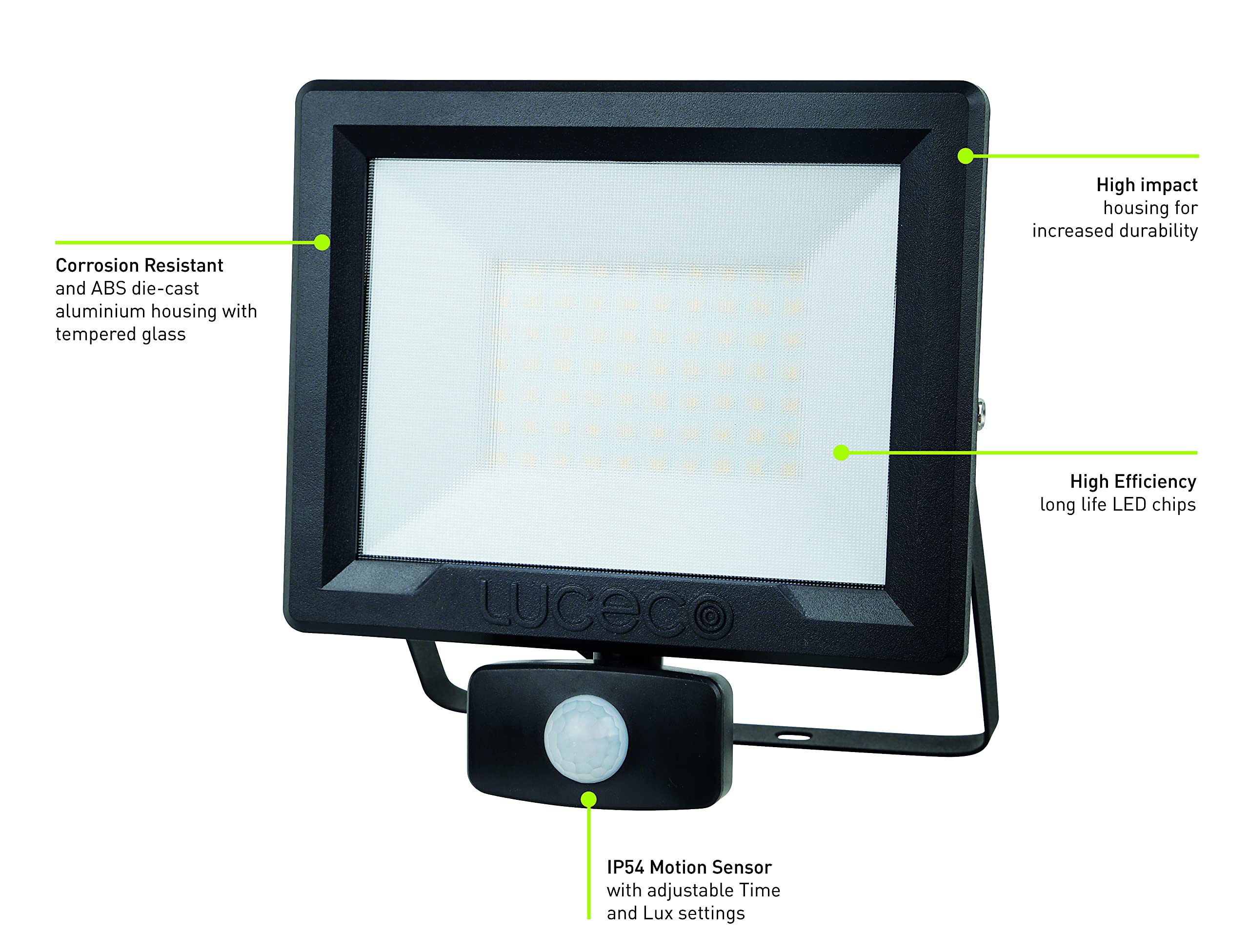 luceco-eco-led-au-enstrahler-50w-4000lm-mit-bewegungsmelder-ip65-schwarz image 2