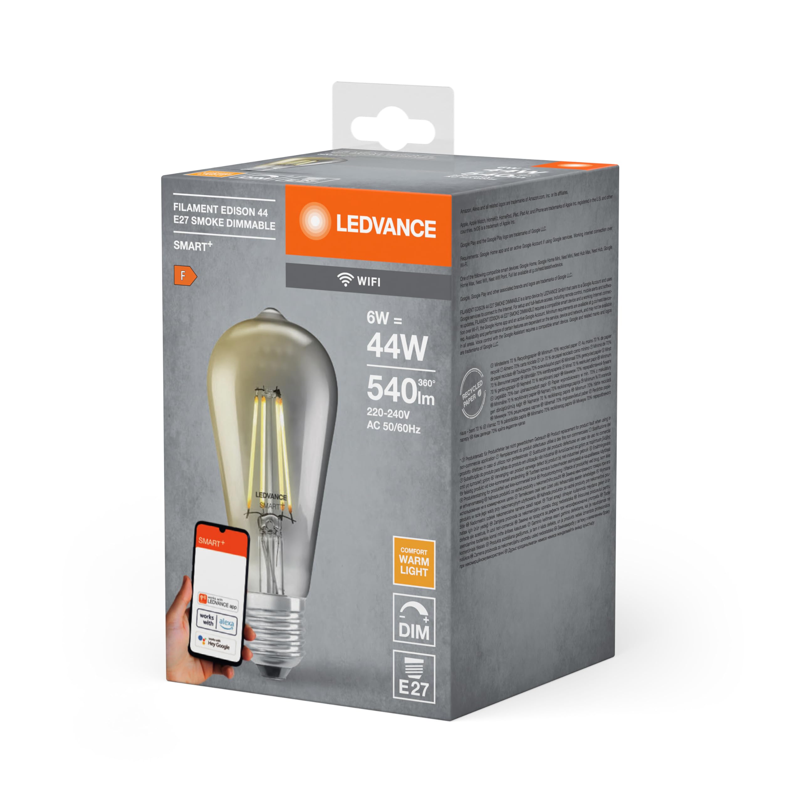 ledvance-smart-wifi-e27-edison-filament-6w-540lm-warmwei-2500k image 3