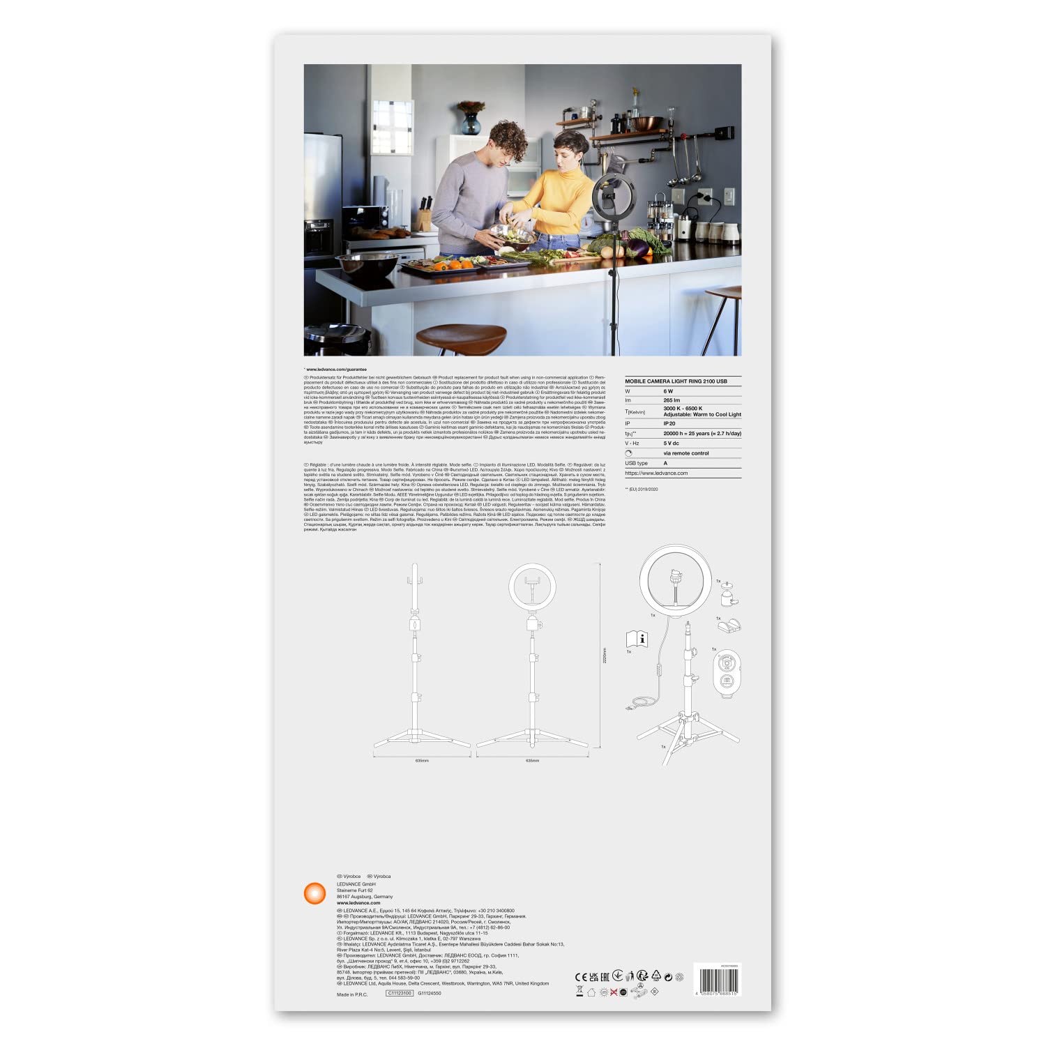 ledvance-led-ringlicht-mit-stativ-2100mm-190mm-10w-120-leds-dimmbar-3000-5800k image 7