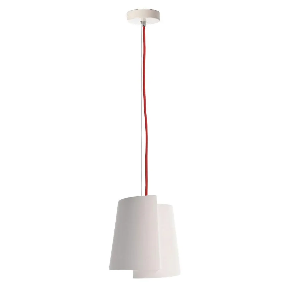 deko-light-twister-i-gips-pendelleuchte-e14-wei-mit-rotem-kabel image 1