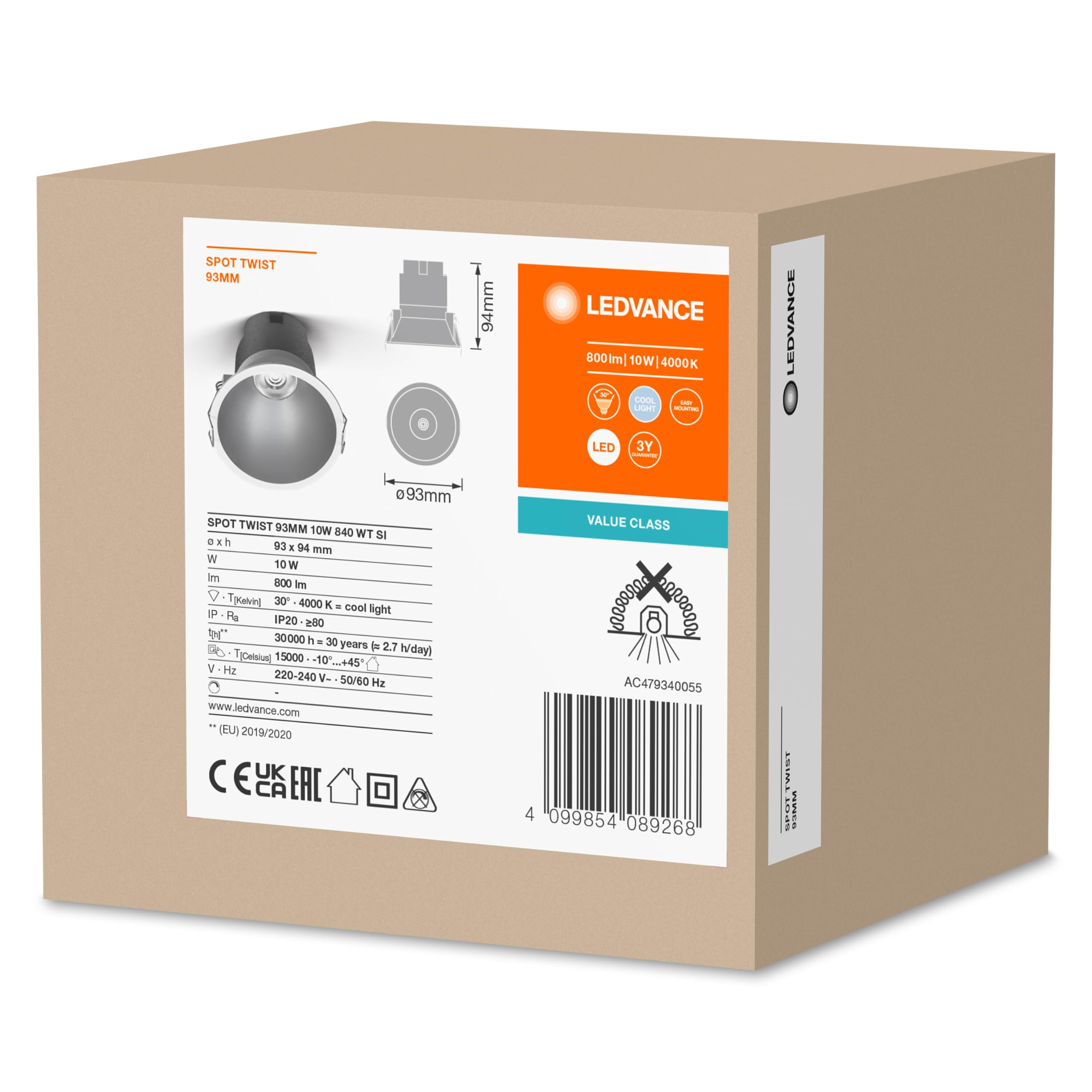 ledvance-spot-twist-einbau-downlight-silber-10w-800lm-3000k-93mm image 8