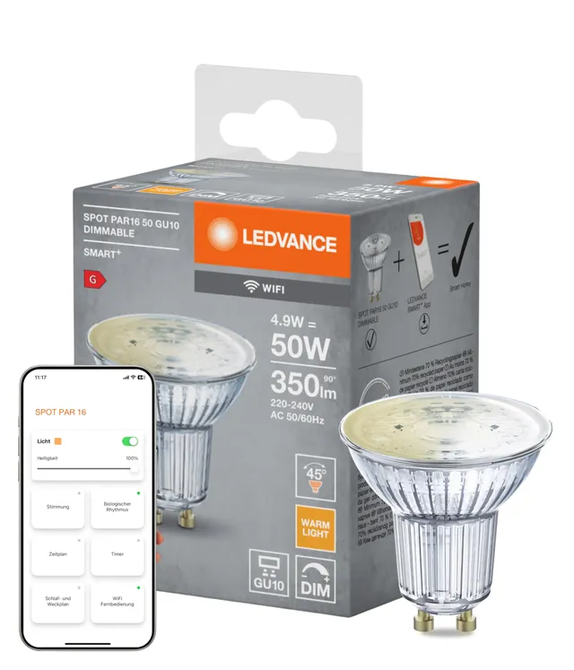 ledvance-smart-wifi-par16-led-spot-gu10-warmwei-dimmbar-50w-ersatz image 1