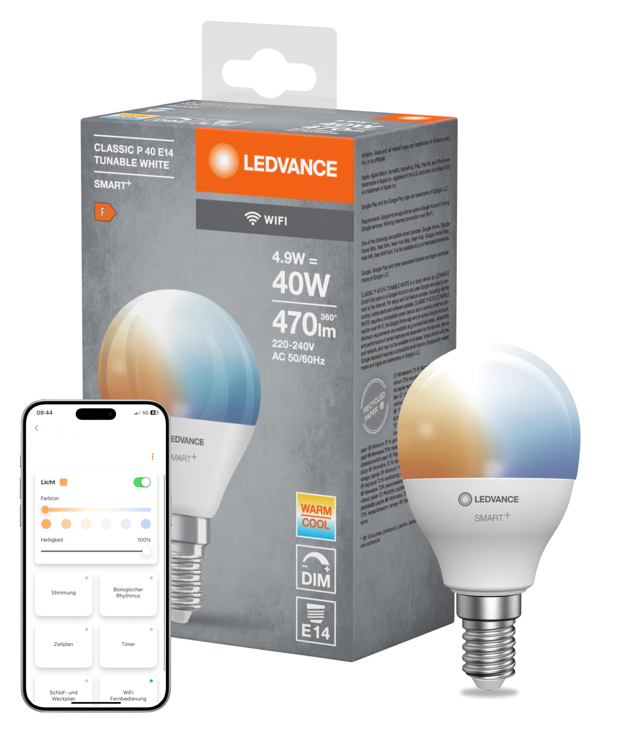 ledvance-smart-wifi-mini-bulb-tunable-white-led-lampe-e14-dimmbar image 1