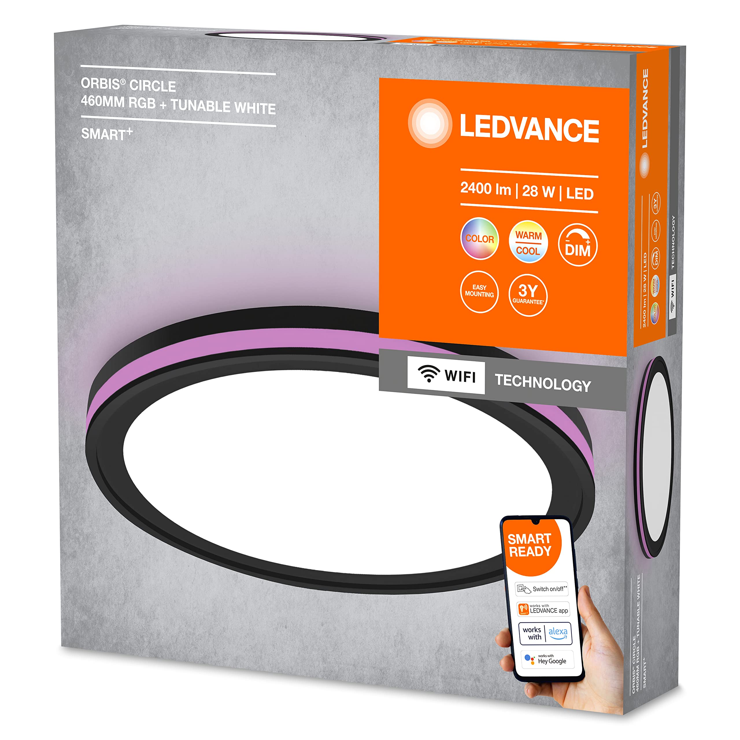 ledvance-deko-deckenleuchte-haupt-und-seitenlicht-tw-rgb-dimmbar-46-cm-schwarz image 2