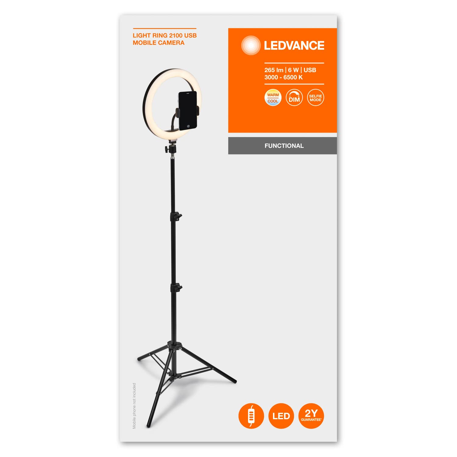 ledvance-led-ringlicht-mit-stativ-2100mm-190mm-10w-120-leds-dimmbar-3000-5800k image 6