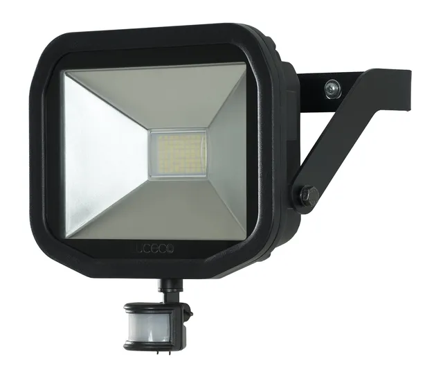 luceco-guardian-slim-led-flutlichtstrahler-38w-3000k-pir-sensor-ip44-schwarz image 1