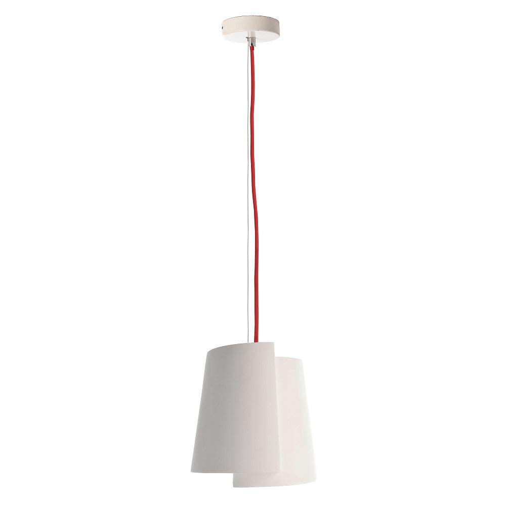 deko-light-twister-i-gips-pendelleuchte-e14-wei-mit-rotem-kabel image 1