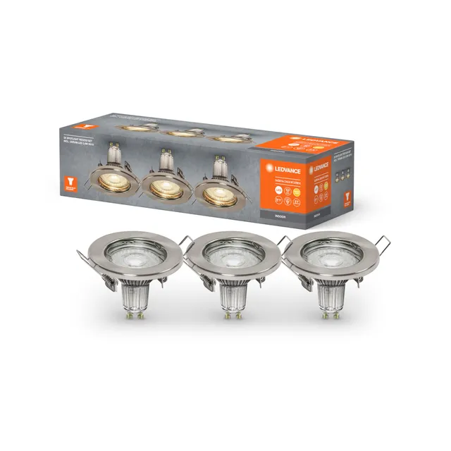 ledvance-einbaustrahler-geb-rstetes-nickel-3er-pack-mit-gu10-2-6w-2700k image 1