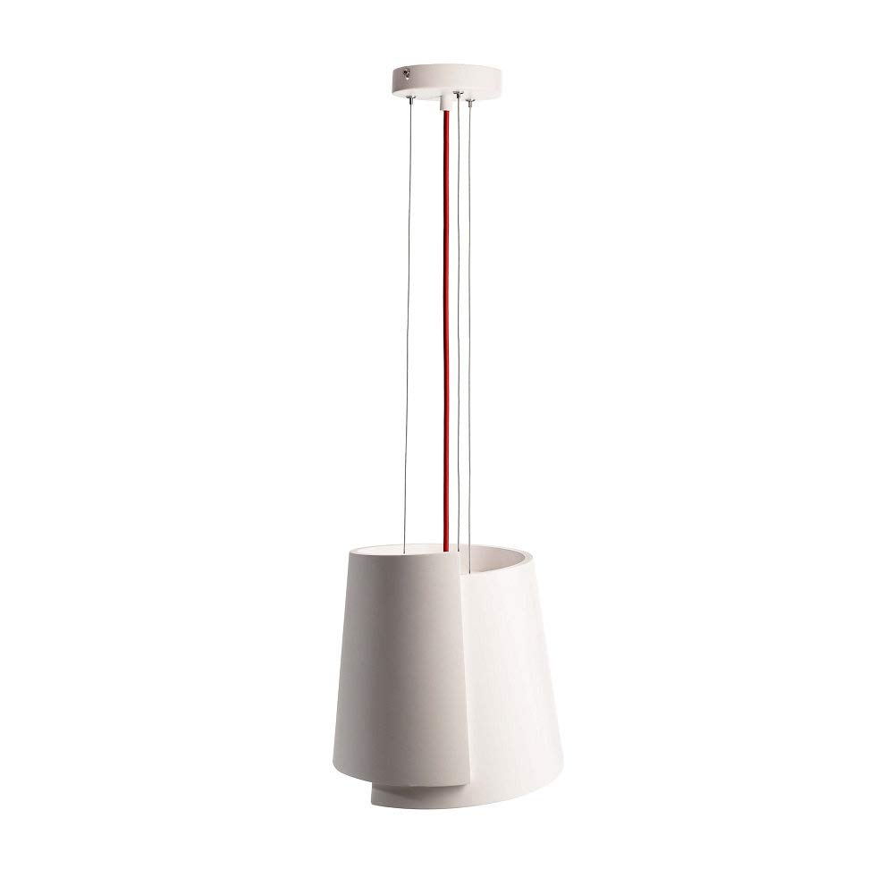 deko-light-twister-ii-gips-pendelleuchte-e27-wei-mit-rotem-kabel image 1