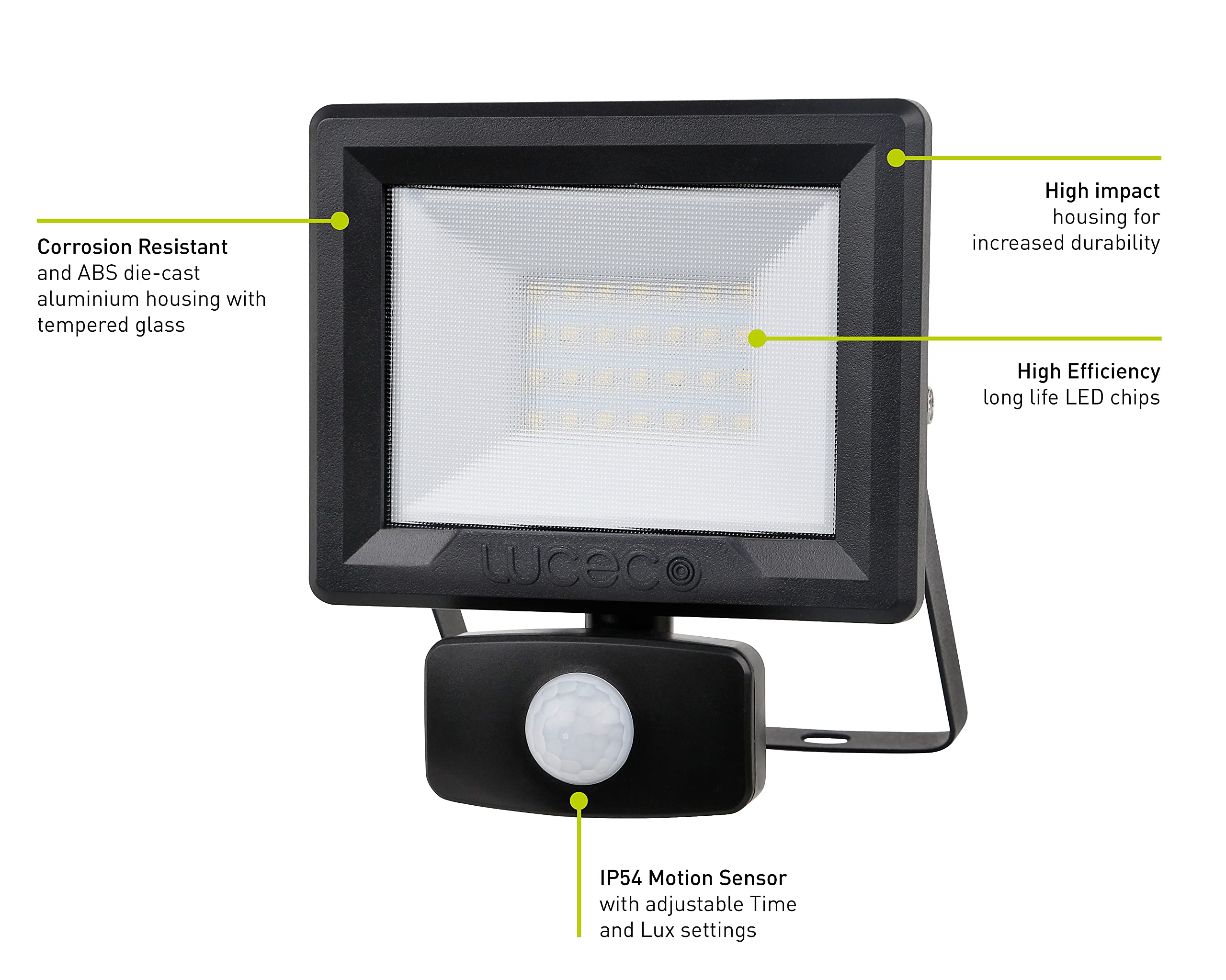 luceco-led-au-enstrahler-20w-mit-bewegungsmelder-ip65-800lm image 2