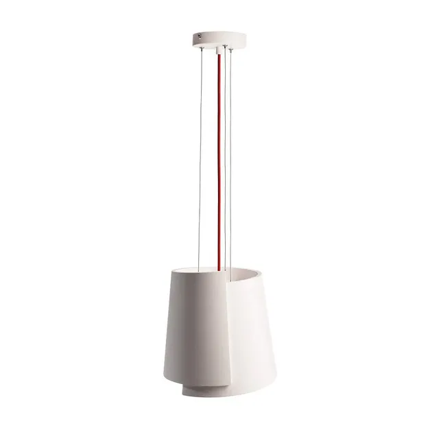 deko-light-twister-ii-gips-pendelleuchte-e27-wei-mit-rotem-kabel image 1