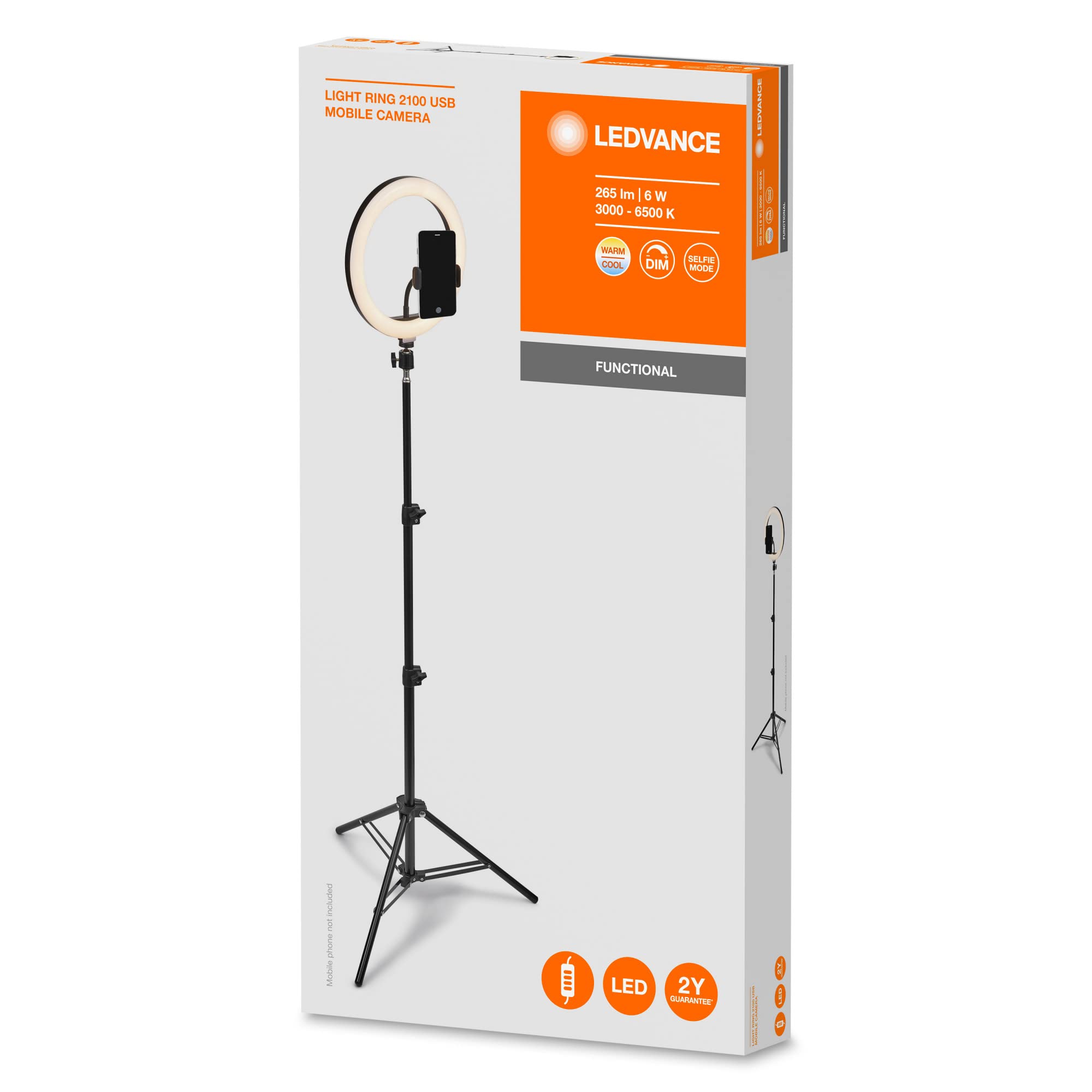 ledvance-led-ringlicht-mit-stativ-2100mm-190mm-10w-120-leds-dimmbar-3000-5800k image 5